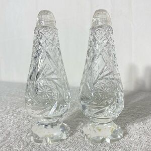 Vintage Bohemia Lead Crystal Salt and Pepper Shakers